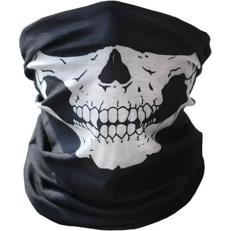 Skull Half Face Mask for Riding Motorcycle Neck Gaiter UV Protection Balaclava